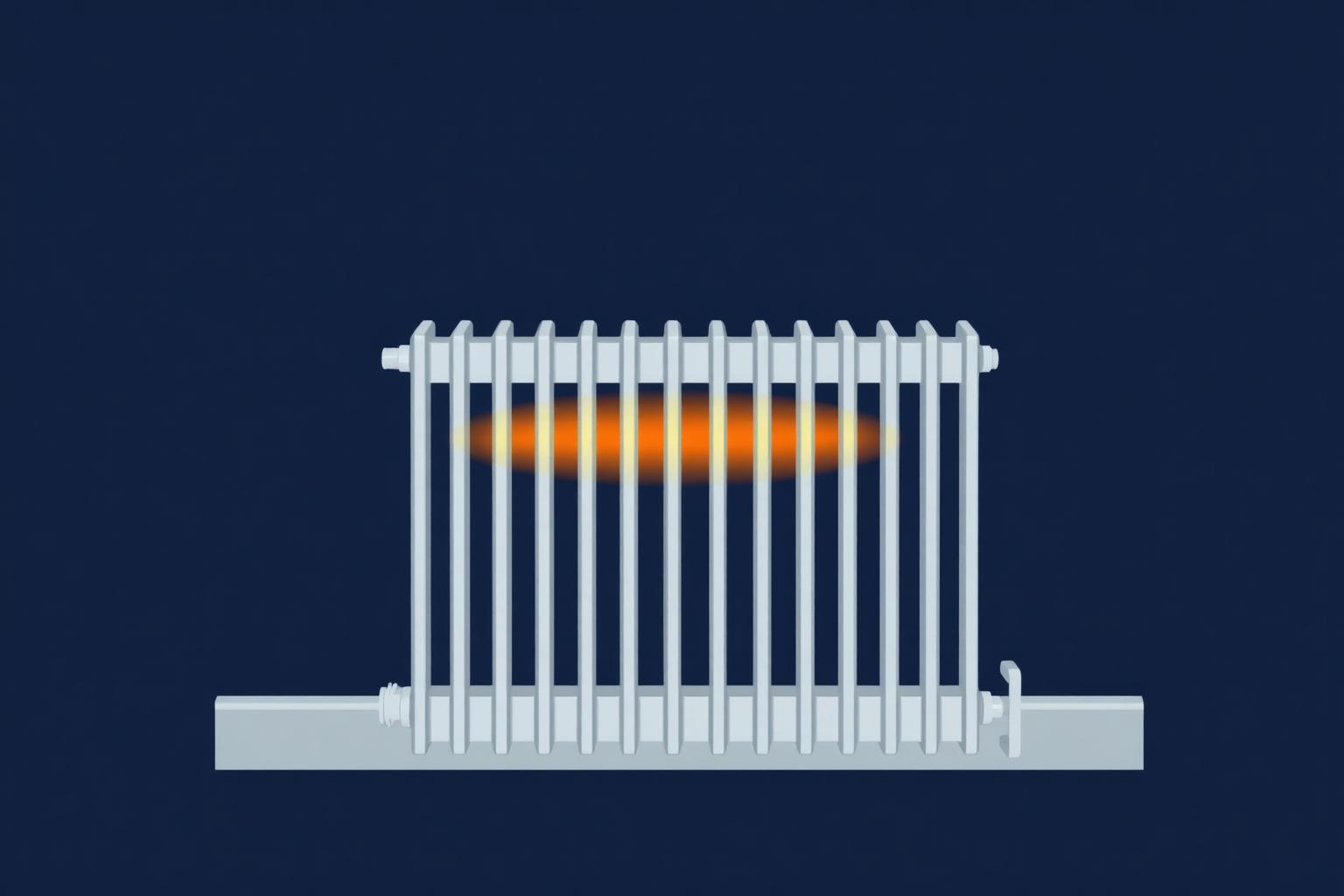Cutaway of a UK central heating radiator showing warm water circulation